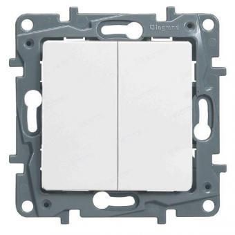 Выключатель двухклавишный 10AX - 250В Legrand Etika белый