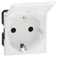 Розетка Legrand Mosaic 2К+3 белая с крышкой 2М