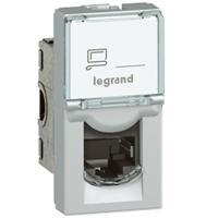 Розетка RJ45 Legrand Mosaic Кат.6 UTP 1М алюминий