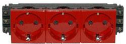 Розетка Legrand Mosaic DLP 3х2К+3 красная 6М