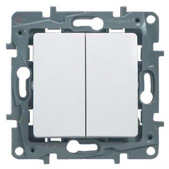 Выключатель/переключатель двухклавишный 10AX - 250В Legrand Etika белый