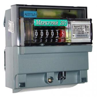 Счетчик электроэнергии Меркурий 201.5  5(60)А однофазный однотарифный на DIN-рейку