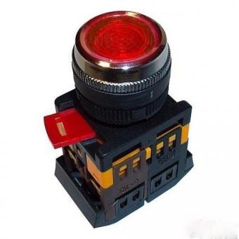 Кнопка ABLFS-22 красный d22мм неон/240В 1з+1р ИЭК
