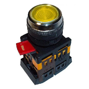 Кнопка ABLFS-22 желтый d22мм неон/240В 1з+1р ИЭК
