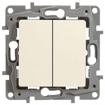 Выключатель двухклавишный 10AX - 250В Legrand Etika белый слновая кость