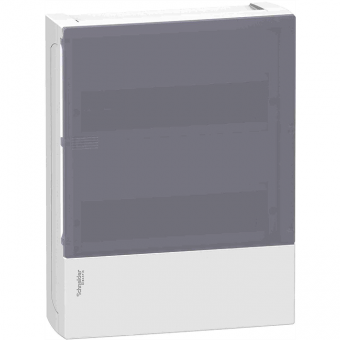Бокс навесной с дымчатой дверцей Schneider Electric Mini Pragma на 24 (2х12) модуля с клеммниками N+PE