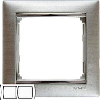 Рамка на два поста Legrand Valena Classic матовый алюминий/серебряный штрих
