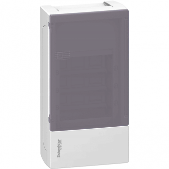 Бокс навесной с дымчатой дверцей Schneider Electric Mini Pragma на 36 (3х12) модулей с клеммниками N+PE
