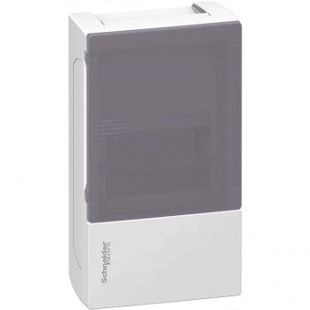 Бокс навесной с дымчатой дверцей Schneider Electric Mini Pragma на 4 модуля с клеммниками N+PE