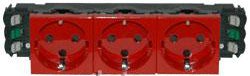 Розетка Legrand Mosaic DLP 3х2К+3 красная с блокировкой 6М
