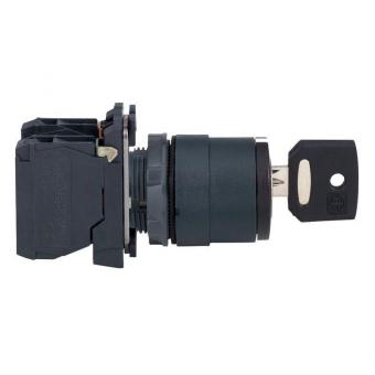Переключатель Schneider Electric XB4BG21 на 3 положения с возвратом, с ключем