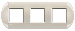 LivingLight Рамка овальная, 3 поста, цвет Кремовый