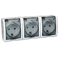 Simon15 Aqua Бежевый Розетка 3-я с/з с крышкой наружная,IP54 (1594437-031)