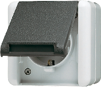 JUNG WG800 Розетка 2Р+З,  н/у, серый IP44 (820W)
