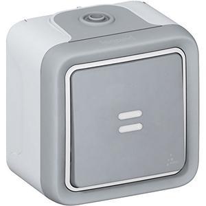 Переключатель кнопочный с подсветкой IP55 Legrand Plexo серый