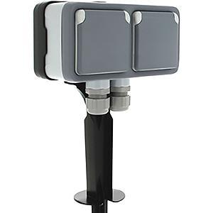 Розетка двойная переносная с заземлением с крышкой IP55 Legrand Plexo серая