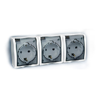 Simon15 Aqua Белый Розетка 3-я с/з с крышкой наружная,IP54 (1594437-030)