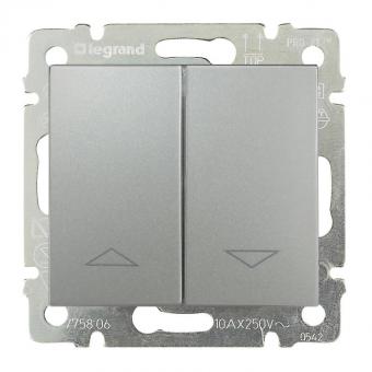 Выключатель кнопочный управления рольставнями 10А 250В Legrand Valena Classic алюминий