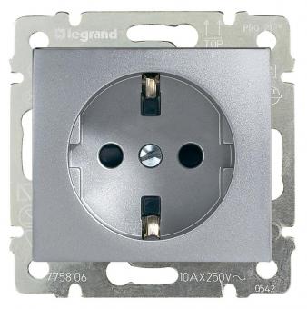Розетка с заземлением (винтовые клеммы) 16А 250В Legrand Valena Classic алюминий