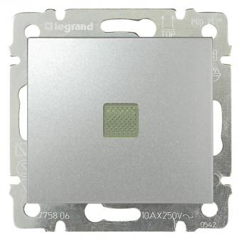 Переключатель одноклавишный промежуточный с подсветкой 10А 250В Legrand Valena Classic алюминий