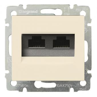 Розетка компьютерная двойная RJ45 категории 5e UTP Legrand Valena Classic слоновая кость