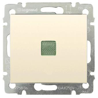 Выключатель одноклавишный с подсветкой 10АХ 250В Legrand Valena Classic слоновая кость