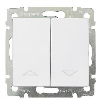 Выключатель кнопочный управления рольставнями 10А 250В Legrand Valena Classic белый