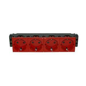Розетка Legrand Mosaic DLP 4х2К+3 красная 8М