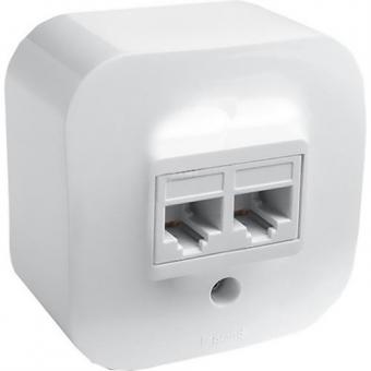 Розетка двойная компьютерная RJ45 Cat5 UTP Legrand Quteo белая