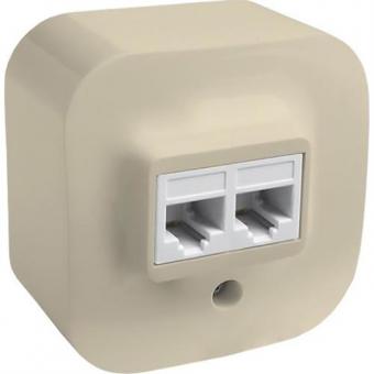Розетка телефонная+компьютерная RJ11/RJ45 Cat5 UTP Legrand Quteo слоновая кость
