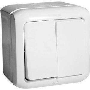 Переключатель двухклавишный IP44 Legrand Quteo белый