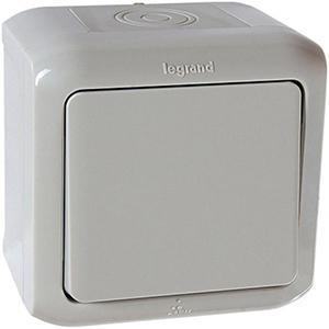 Переключатель одноклавишный IP44 Legrand Quteo серый