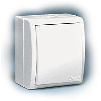 Simon15 Aqua Белый Переключатель 1-клавишный перекрестный наружный, IP54 (1594251-030)