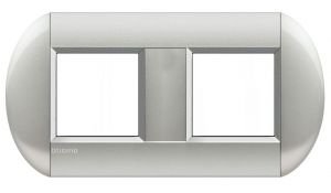 LivingLight Рамка овальная, 2 поста, цвет Алюминий
