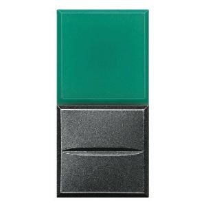 Axolute Кнопка AXIAL с рассеивателем и символом, 1Р, зеленый, 12 В~, 10 А, цвет антрацит