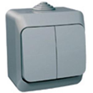 Выключатель двухклавишный IP44 Schneider Electric Этюд серый