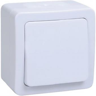 Выключатель одноклавишный для открытой установки IP54 IEK Гермес PLUS ВС20-1-0-ГПБ (белая клавиша)