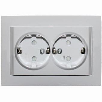 Розетка двойная с рамкой с заземлением со шторками Schneider Electric Unica белая