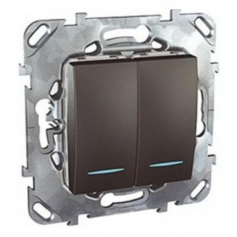 Выключатель двухклавишный с подсветкой Schneider Electric Unica Top графит