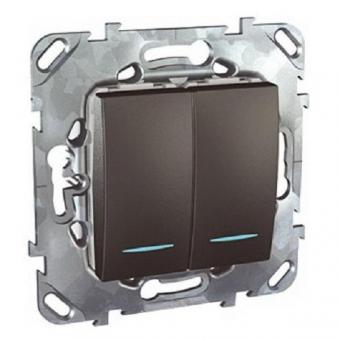 Переключатель двухклавишный с подсветкой Schneider Electric Unica Top графит