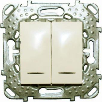 Переключатель двухклавишный с подсветкой Schneider Electric Unica бежевый
