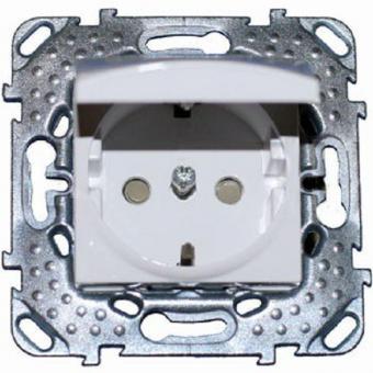 Розетка с заземлением со шторками и крышкой (винтовой зажим) Schneider Electric Unica белая