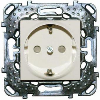 Розетка с заземлением со шторками (винтовой зажим) Schneider Electric Unica бежевая