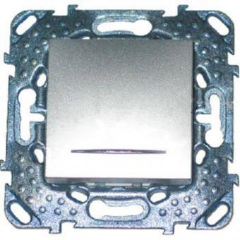 Выключатель одноклавишный с подсветкой Schneider Electric Unic Top алюминий