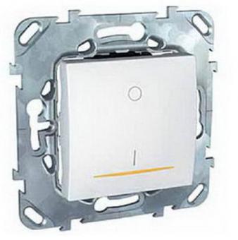 Выключатель одноклавишный двухполюсный 16A с подсветкой  Schneider Electric Unica белый