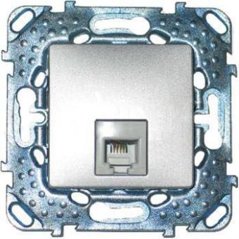 Розетка телефонная одинарна RJ11 (4 контакта) Schneider Electric Unica Top алюминий
