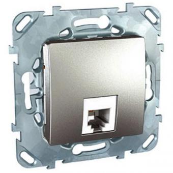 Розетка телефонная одинарная RJ11 (6 контактов) Schneider Electric Unica Top алюминий
