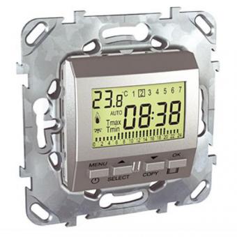 Термостат электронный (от +5 до +35 градусов) программируемый Schneider Electric Unica Top алюминий