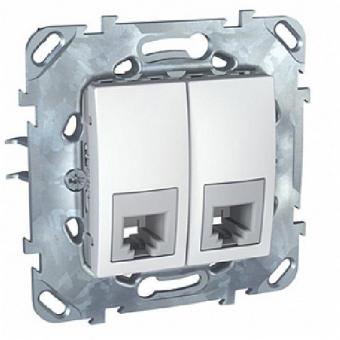 Розетка телефонная двойная RJ11 (4 контакта) Schneider Electric Unica белая