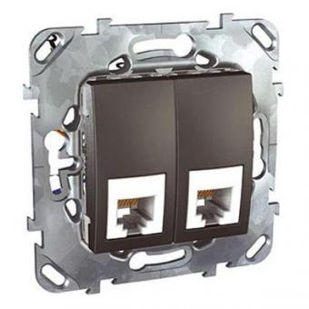 Розетка телефонная двойная RJ11 (6 контактов) Schneider Electric Unica Top графит